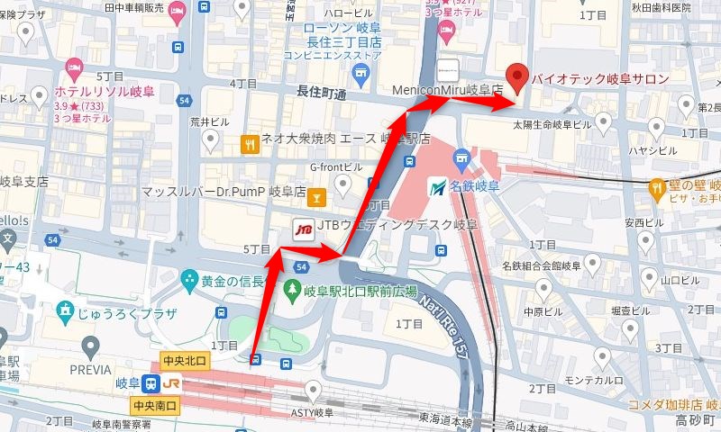JR岐阜駅からバイオテック岐阜サロンの行き方（アクセス）
