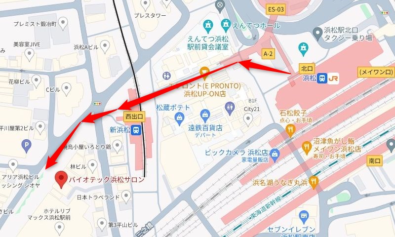 JR浜松駅からバイオテック浜松サロンの行き方（アクセス）