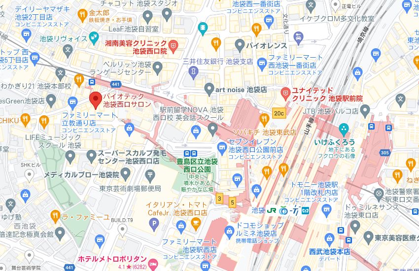 バイオテック池袋西口サロンの周辺地図