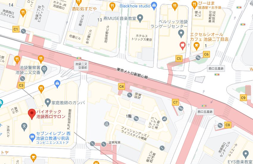 バイオテック池袋西口サロンの周辺地図