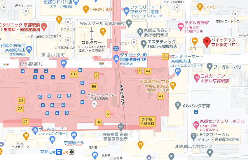 バイオテック京都駅前サロンの周辺地図