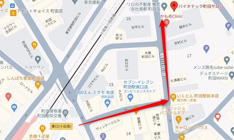 小田急町田駅からバイオテック町田サロンの行き方（アクセス）