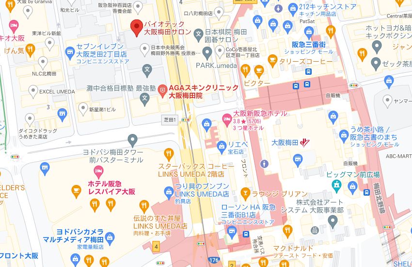 バイオテック大阪梅田サロンの周辺地図