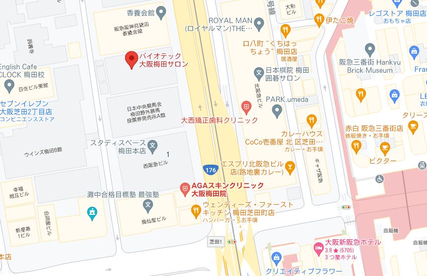 バイオテック大阪梅田サロンの周辺地図