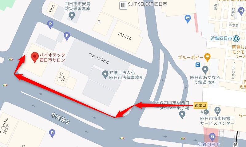 近鉄四日市駅からバイオテック四日市サロンの行き方（アクセス）