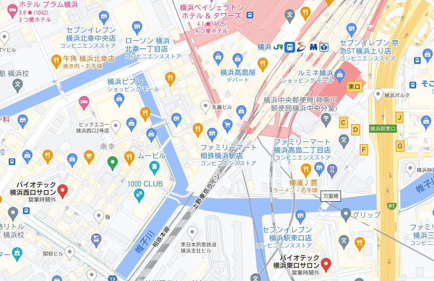 バイオテック横浜東口サロンの周辺地図